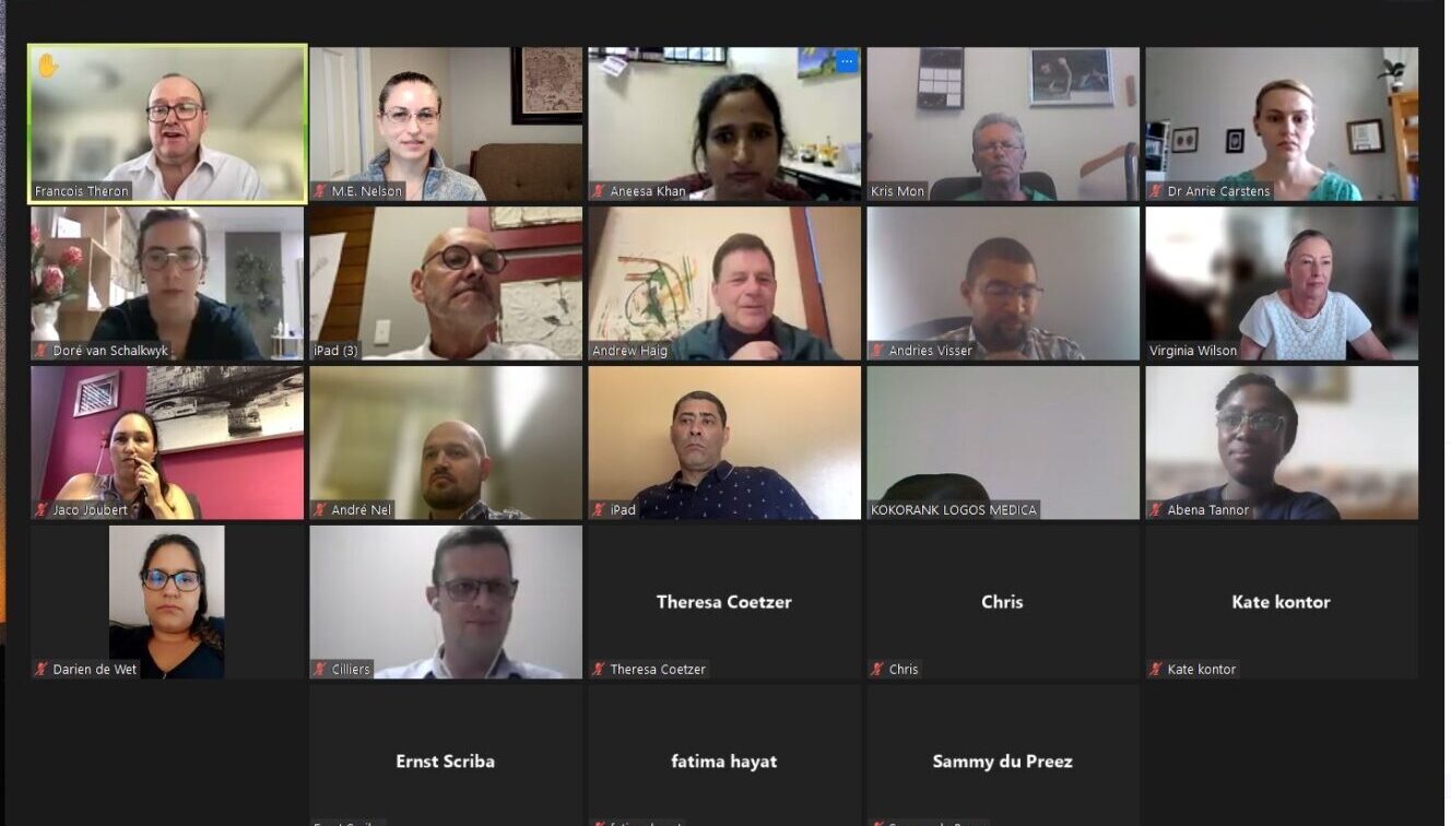 Every week IRF fellows meet virtually for didactics and case presentations on varying rehabilitation topics. Above: new incoming fellows orientation with Dr. Andy Haig 